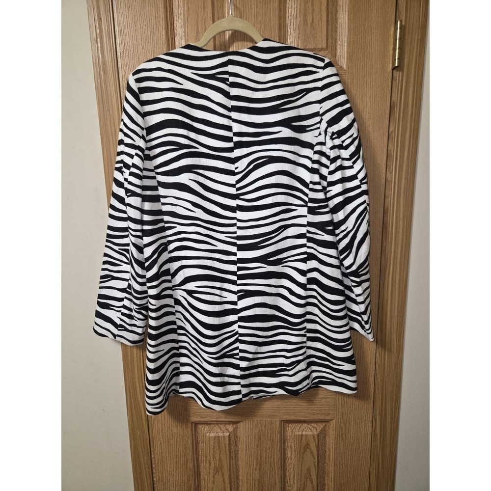 Talbots Animal Print Cotton Trench Coat Black White Zebra 12 Women's - Picture 2 of 11